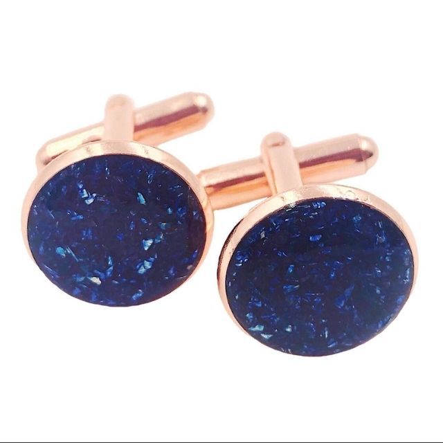 Defiantjewelry蓝宝石压碎的玻璃袖扣