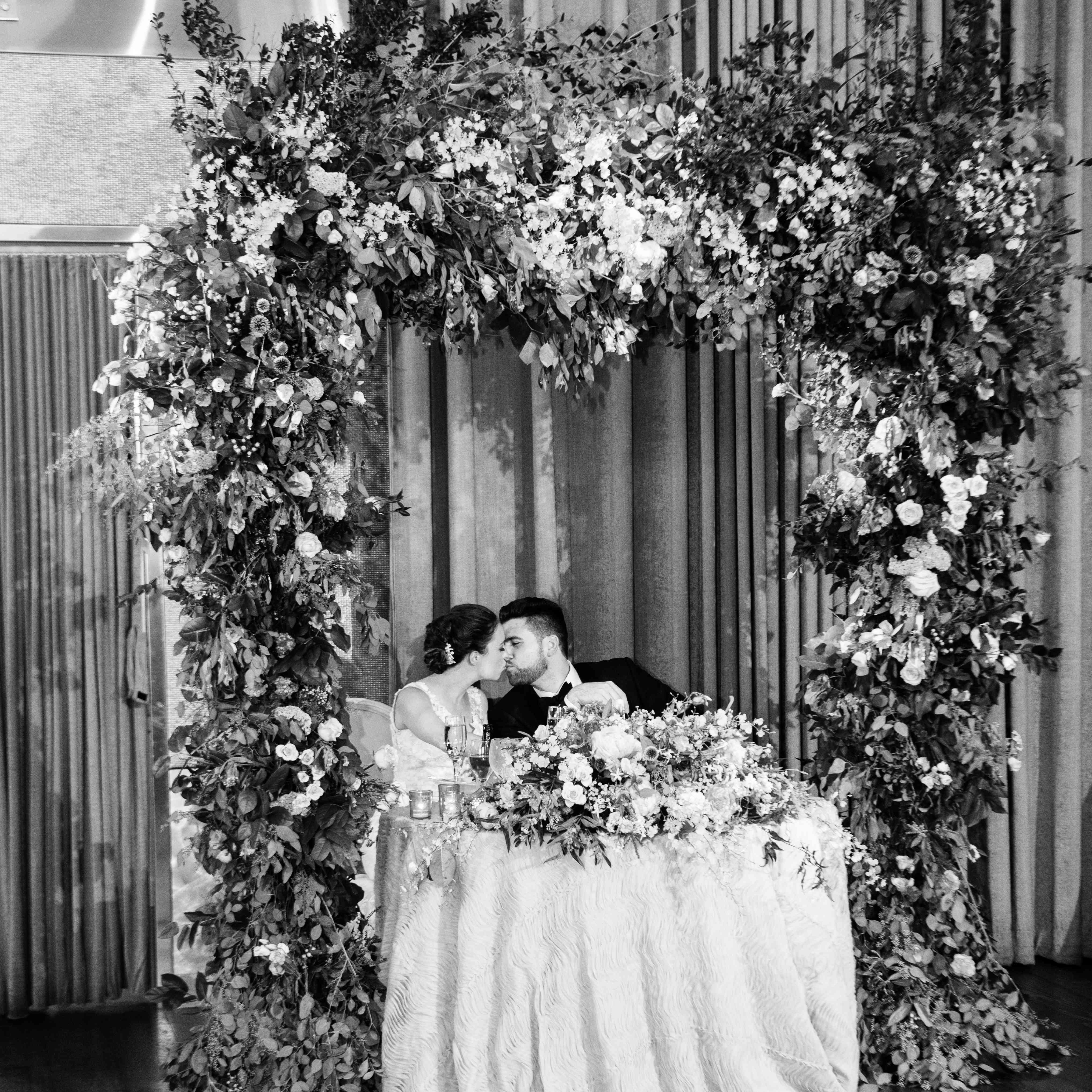 <p>带花拱的甜心桌</p><br><br>