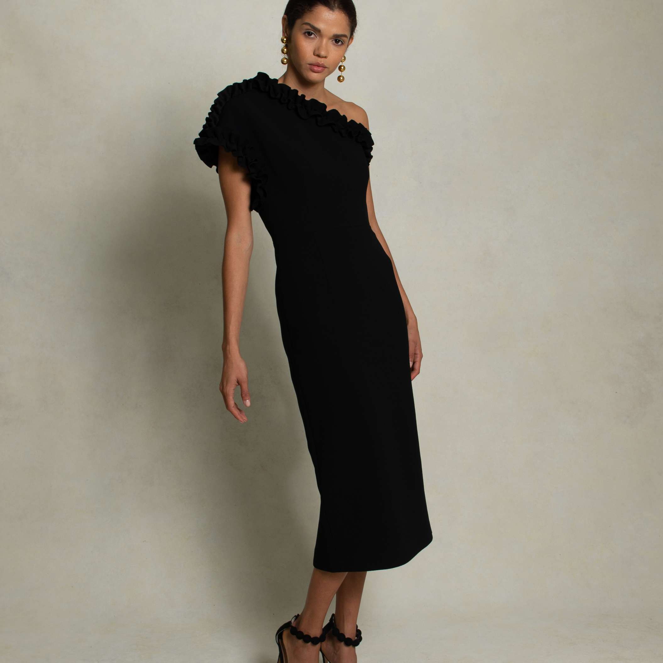 Baci单肩黑色迷你裙