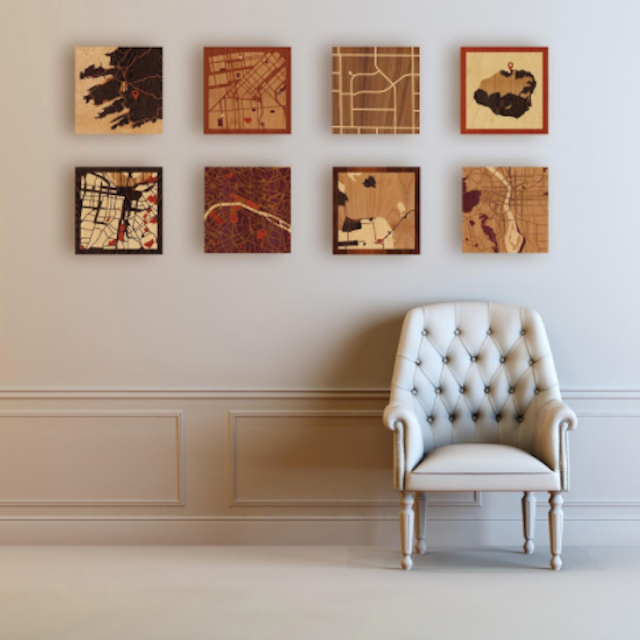 定制木镶嵌地图