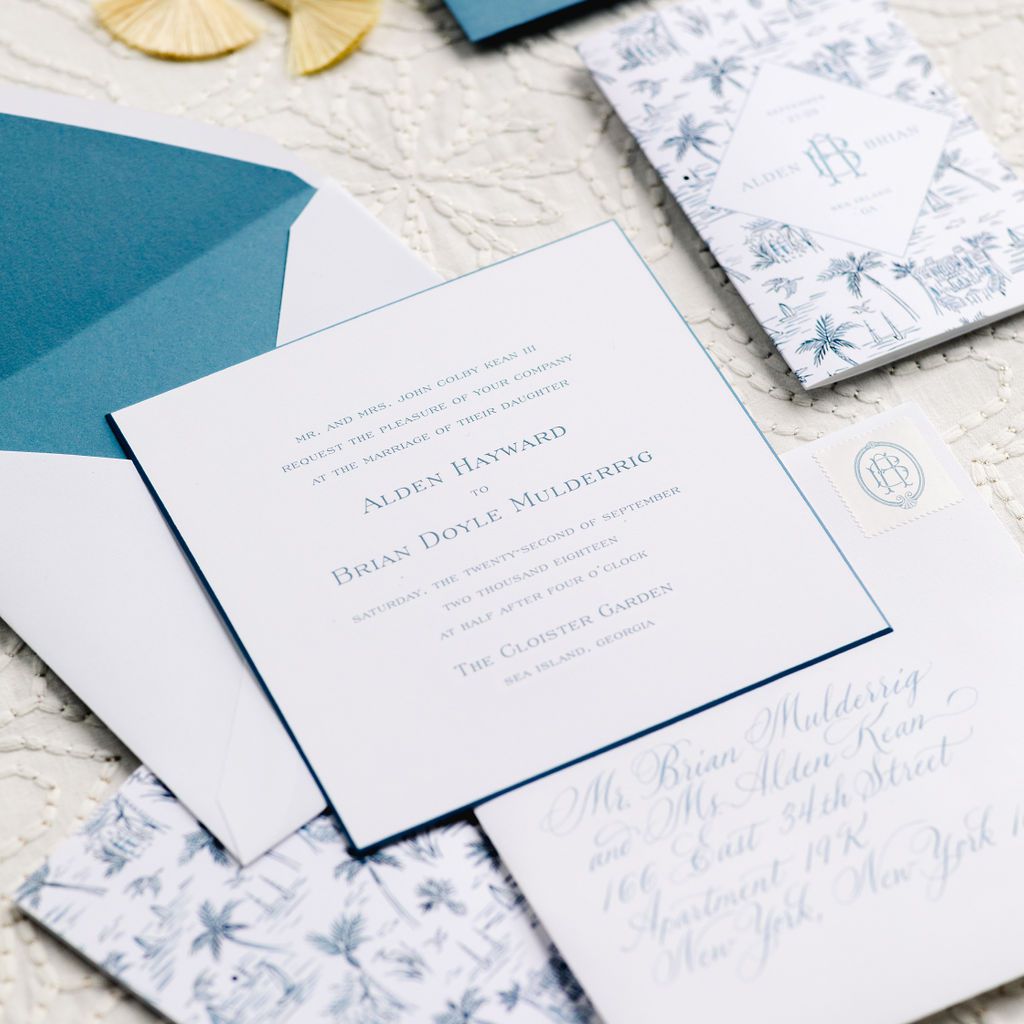 永恒的南方婚礼，蓝白邀请套房