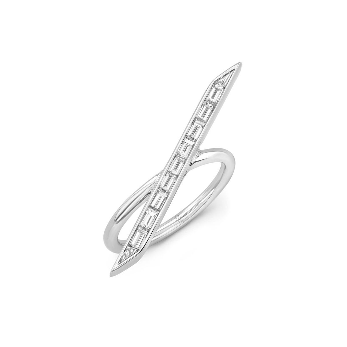 白金线戒指法棍钻石