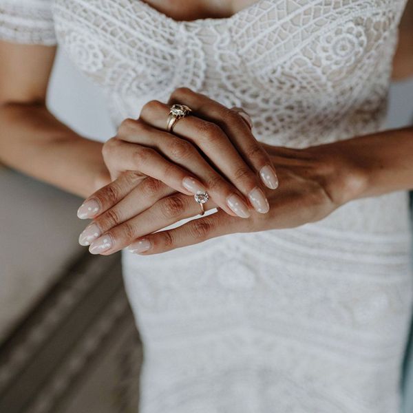 波尔卡圆点美甲新娘