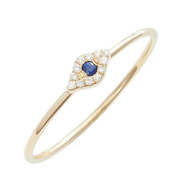 邪恶之眼钻石和蓝宝石堆栈戒指