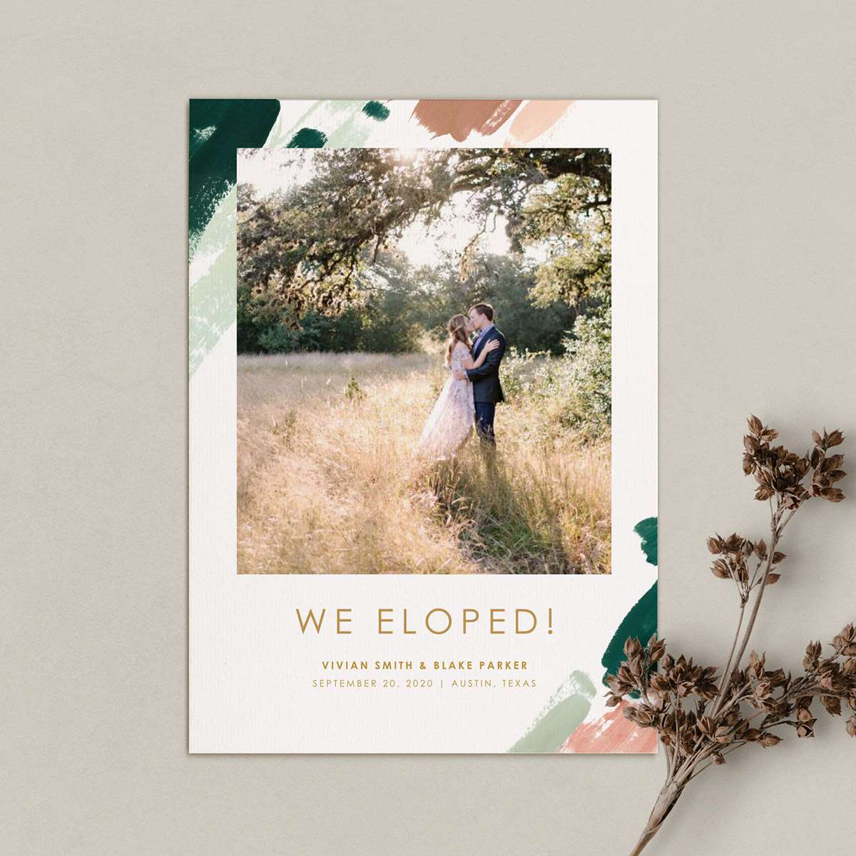 晴天新闻绘画婚礼公告卡