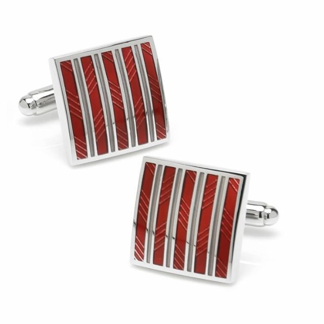 袖扣。条纹广场袖扣