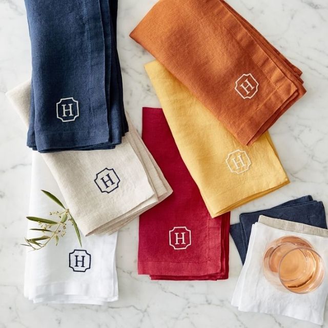 Mark＆Graham Monogrammed意大利人洗涤的亚麻餐巾