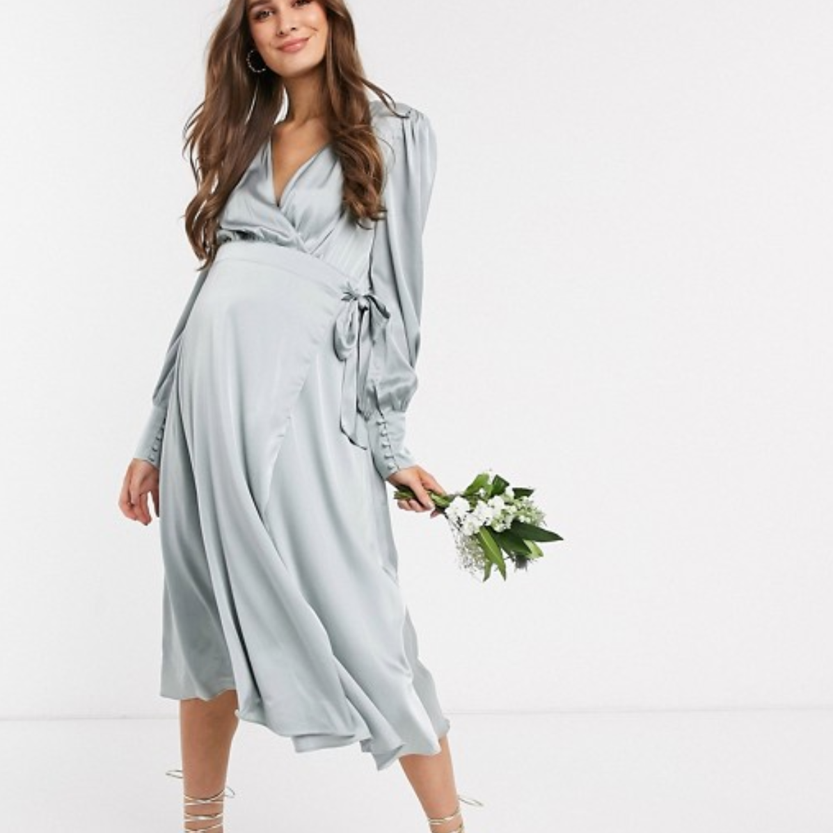 TFNC鼠尾草缎连衣裙