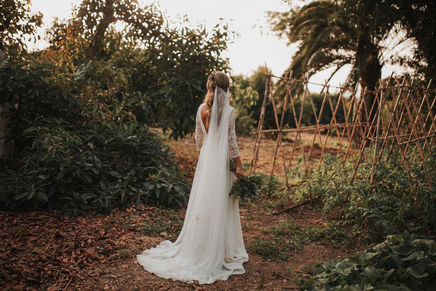 <p>从后面拍摄的新娘单人<</ p> <br> <br>