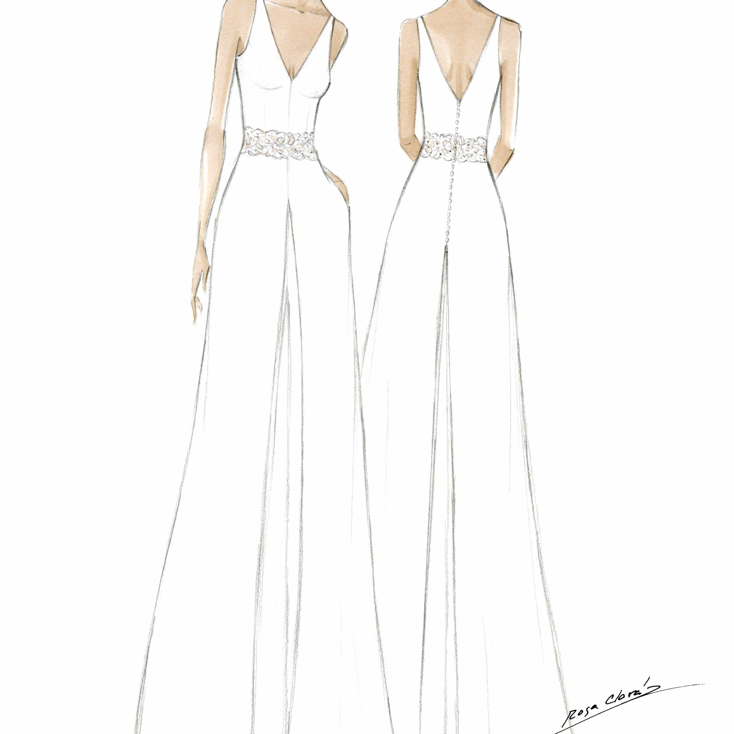 白色连衣裤草图