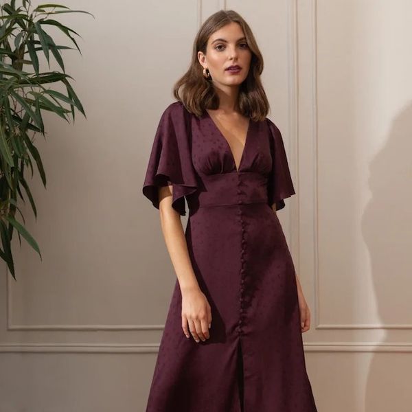 Jenny Yoo Luna v领飘动袖迷你裙