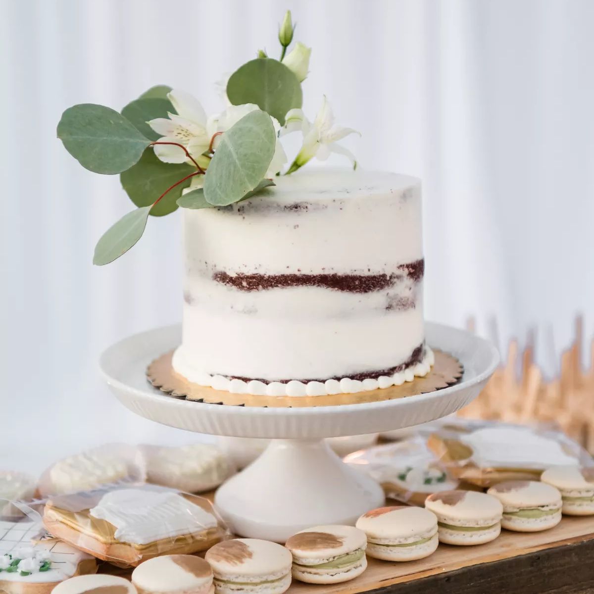 巧克力蛋糕与绿叶