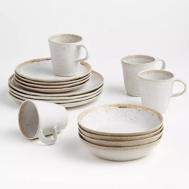 板条&桶樱草花金16件Stoneware餐具套装