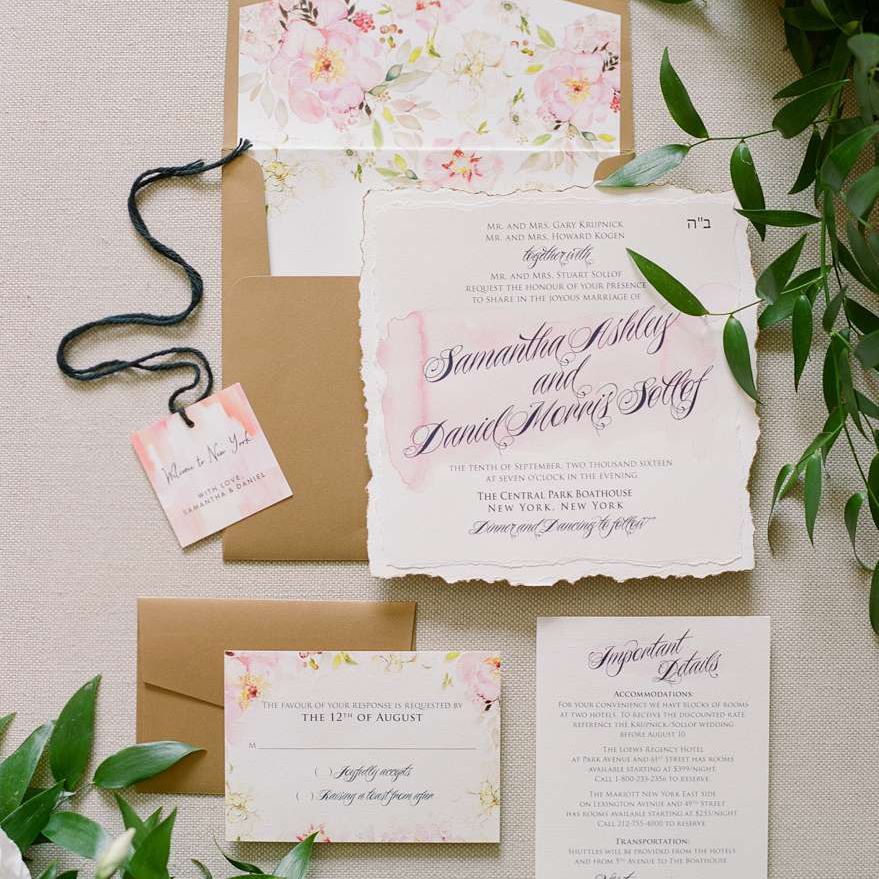 优雅的水彩婚礼邀请套房