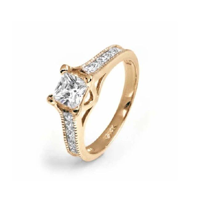 夏娃的成瘾14k金公主切割频道集CZ订婚戒指ld乐动官网