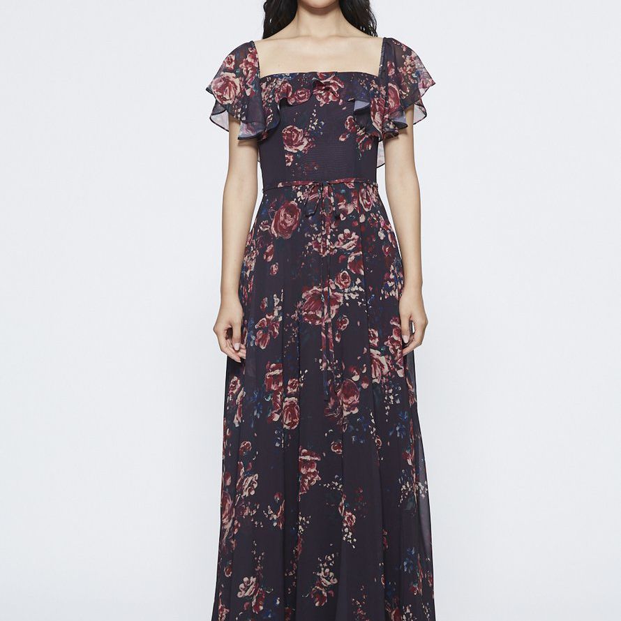 Marchesa Notte褶皱多选袖伴娘礼服325美元