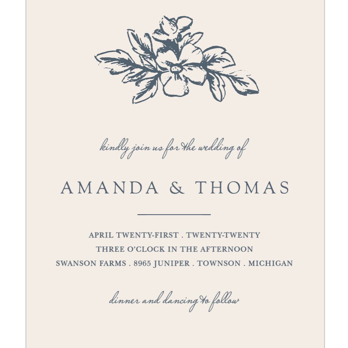 谭婚礼请柬与花素描在海军文本