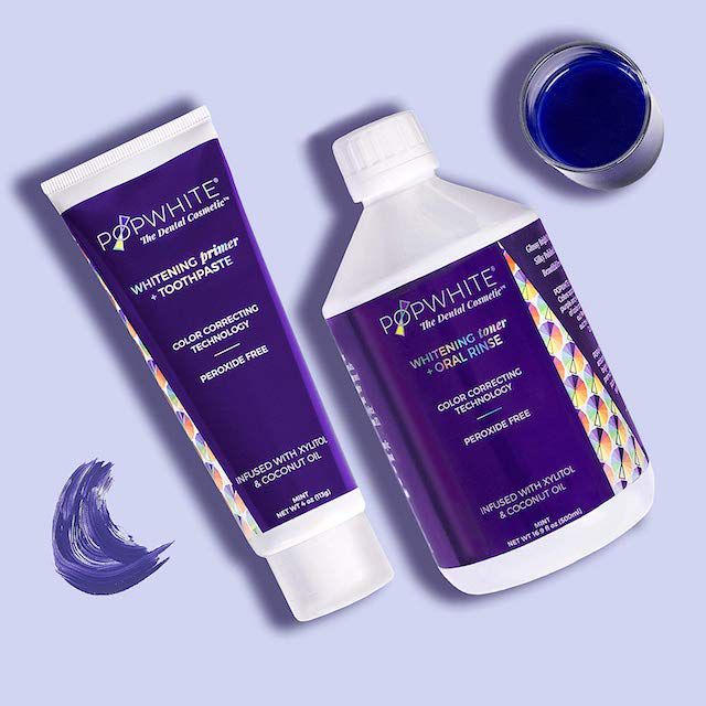 POPWhite美白底漆牙膏和美白爽肤水漱口水
