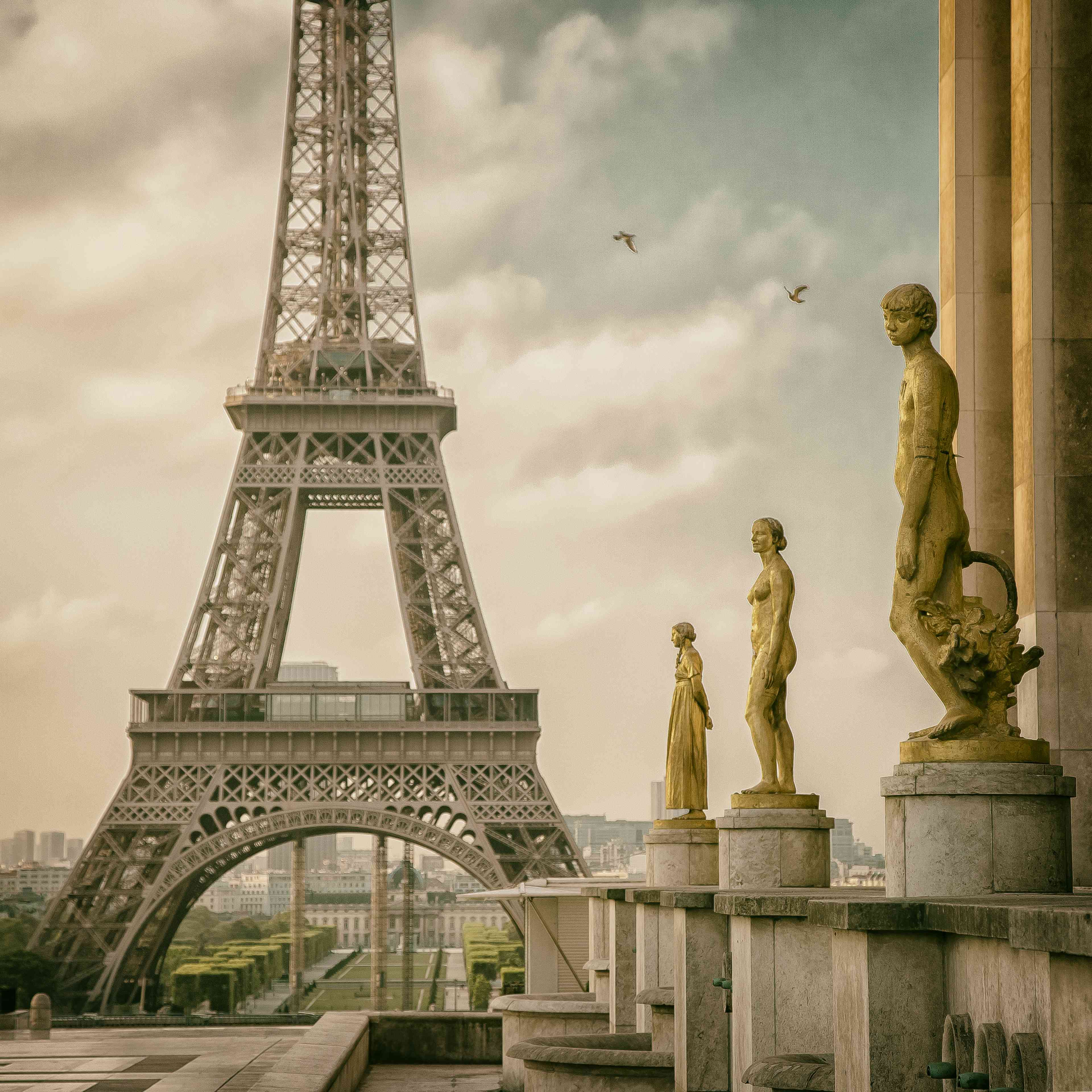 从巴黎的夏洛宫看埃菲尔铁塔