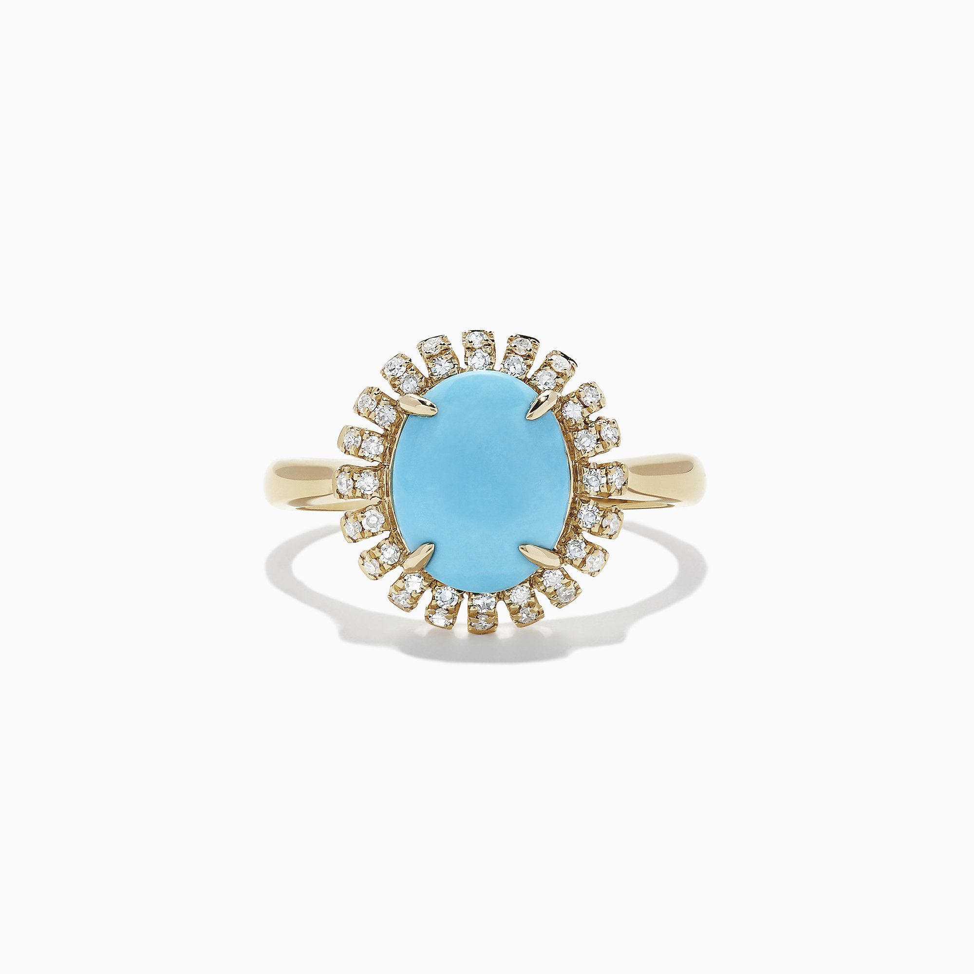 Effy 14k Yellw金绿松石钻石戒指