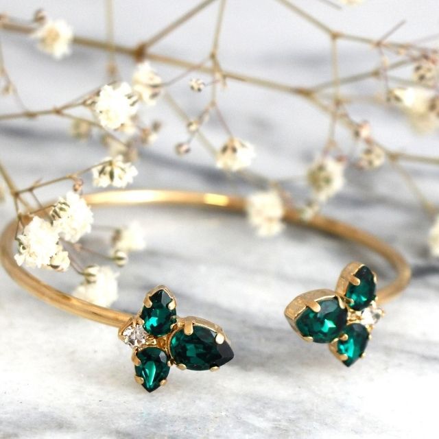 iloniti施华洛世奇翡翠绿色的手镯