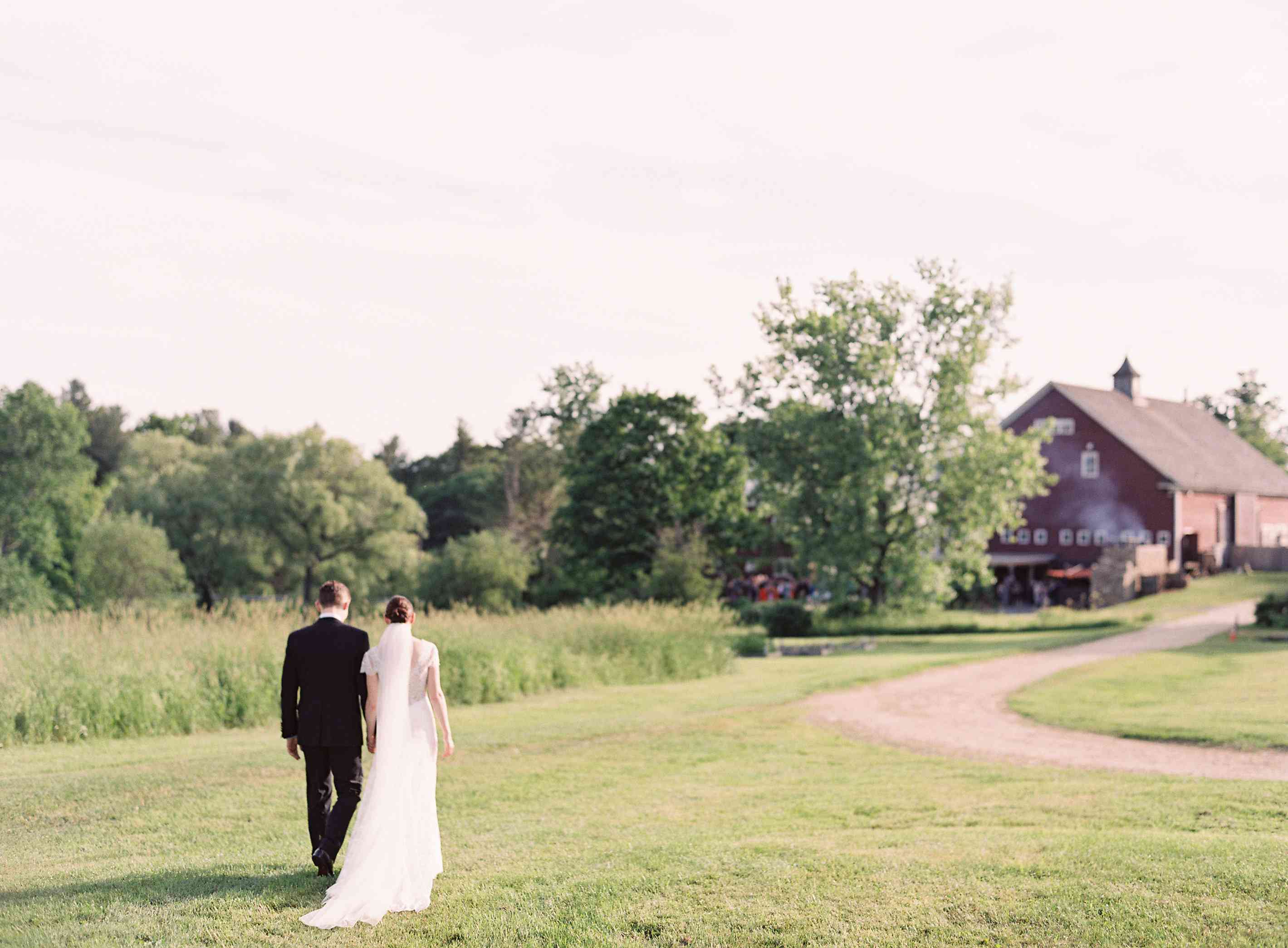 新娘和新郎在农场