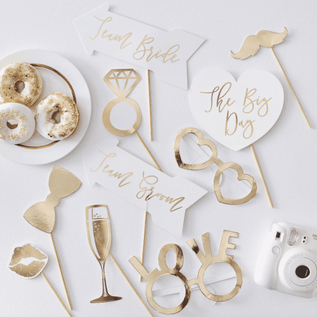 目标金/白色Photo Booth的婚礼道具