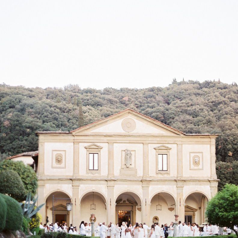 All white wedding ceremony