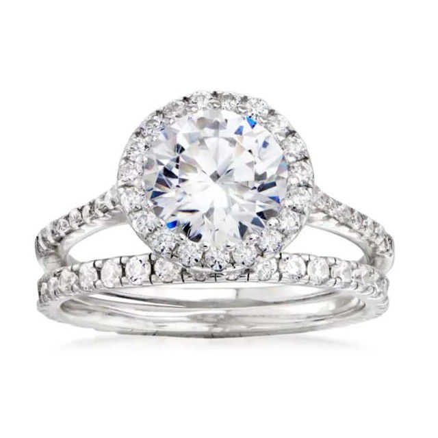 罗斯西蒙斯2.60 CT。T.W.CZ新娘集：纯银的订婚和结婚戒ld乐动官网指