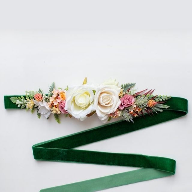 BeautyweddingDesign Faux花天鹅绒带