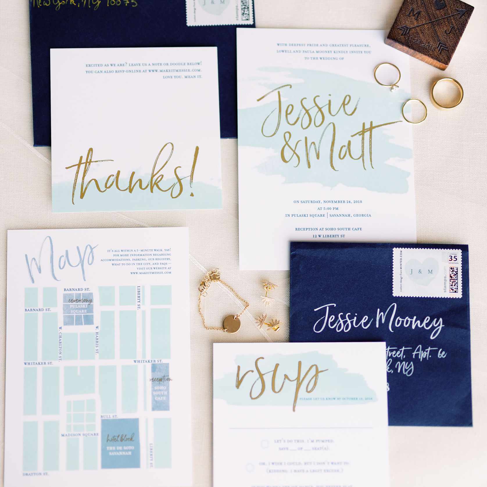 异想天开的萨凡纳婚礼，diy婚礼请柬