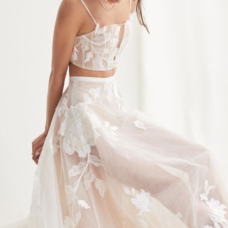 Willowby蕾拉蕾丝露脐上衣和RAI蕾丝与薄纱裙