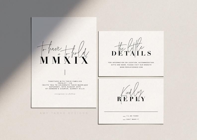 黑白婚礼邀请套件