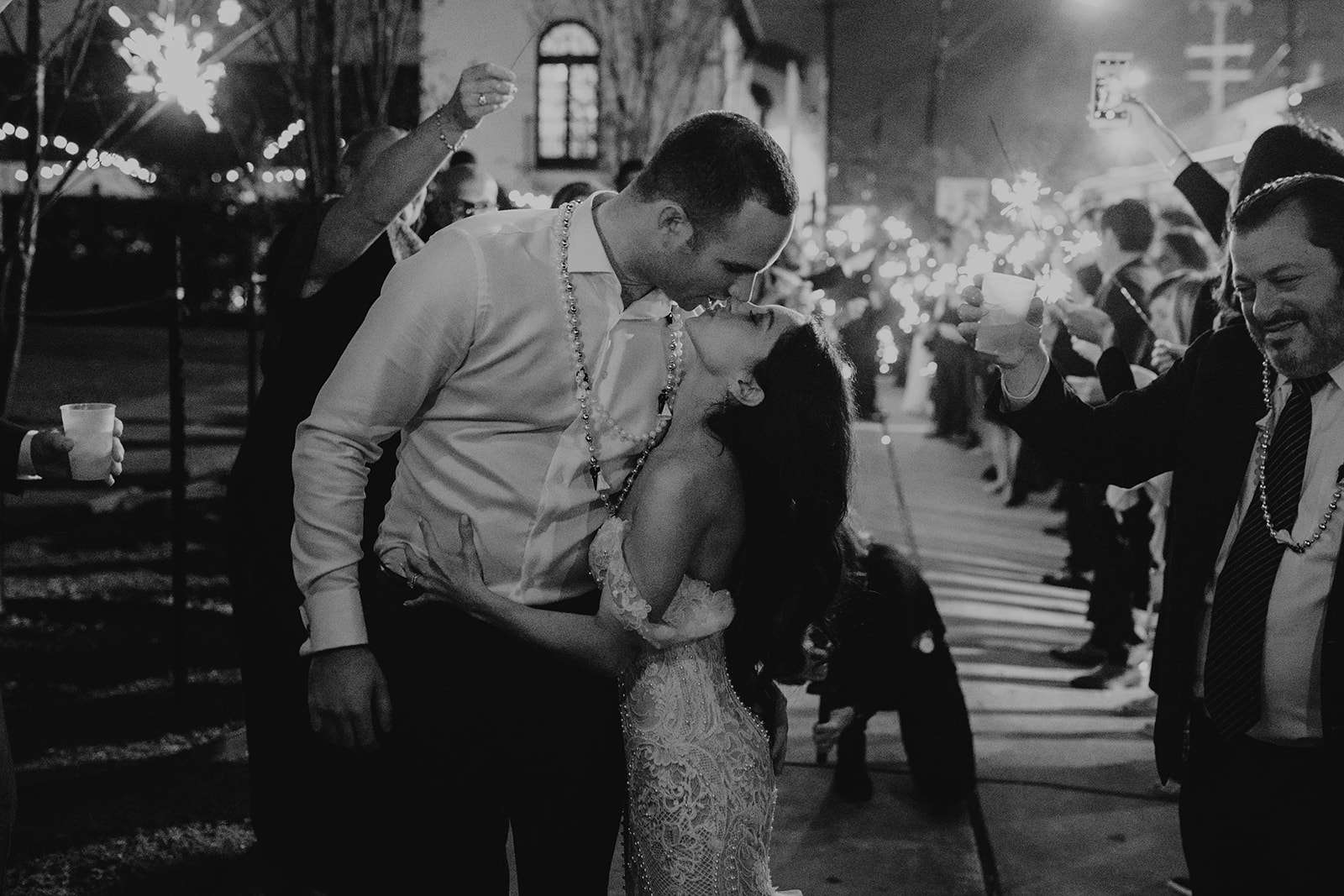 newlyweds kissing