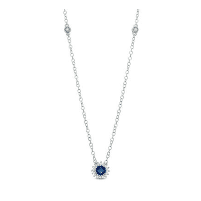 蓝色蓝宝石日爆项链