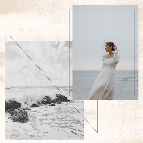 新娘与海洋的拼贴画