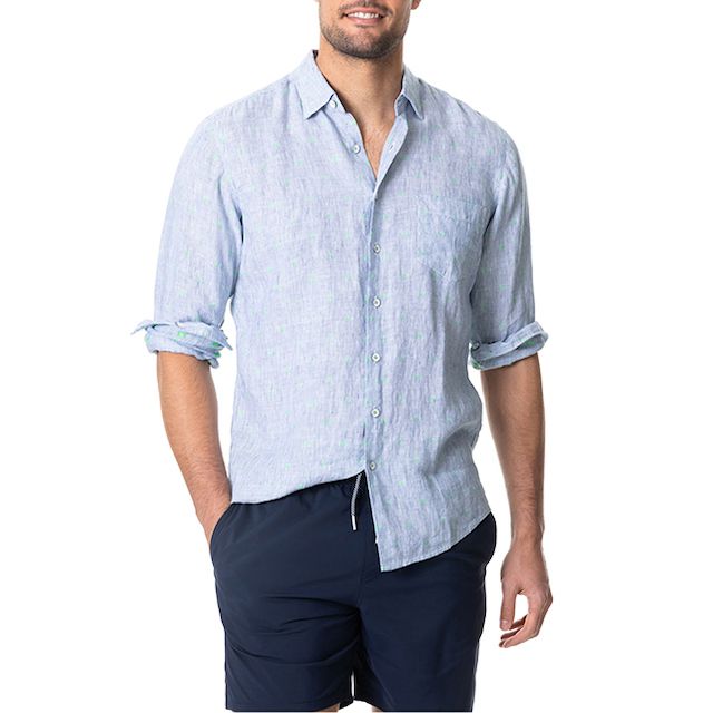 Winchmore定期发作按钮向上亚麻衬衣