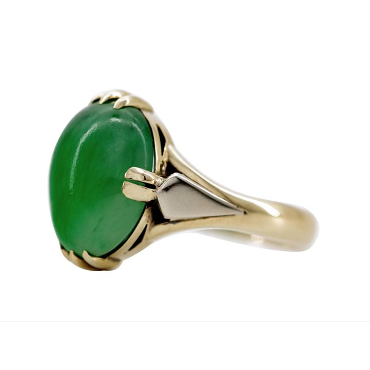 日本装饰艺术翡翠戒指认证未处理