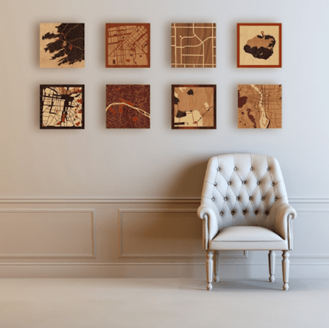 定制木镶嵌地图