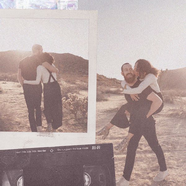 一对夫妇在沙漠拼贴画