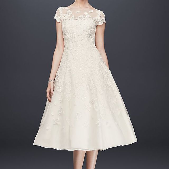 奥列格·卡西尼帽袖幻觉婚纱$ 639.20，为$ 799