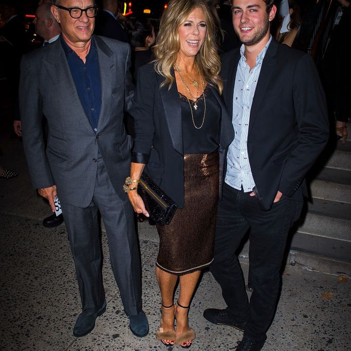 汤姆汉克斯，Rita Wilson和Truman Theodore Hanks在纽约时装周期间，参加汤姆福特时尚