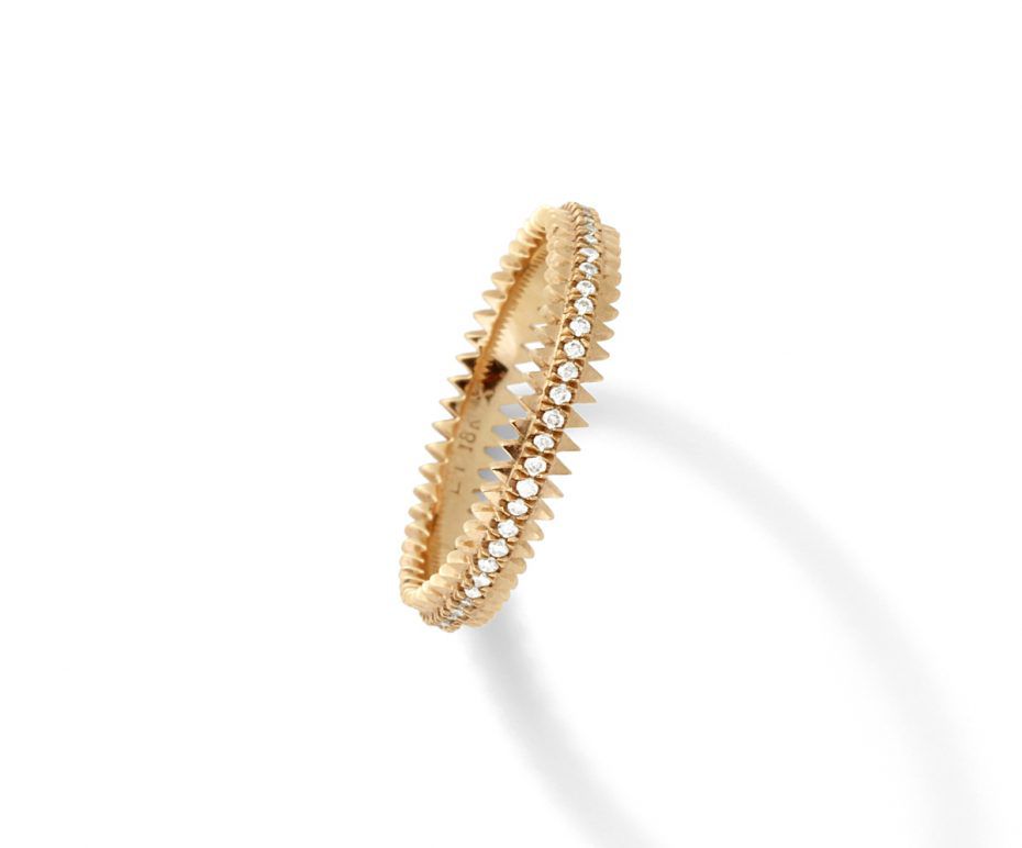 玫瑰金及香槟钻石密钉拉锁环