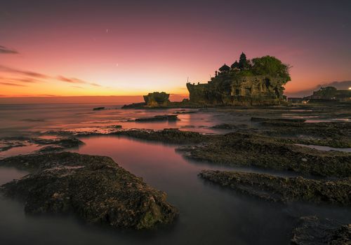 印度尼西亚，巴厘岛，Tanah Lot的日落。