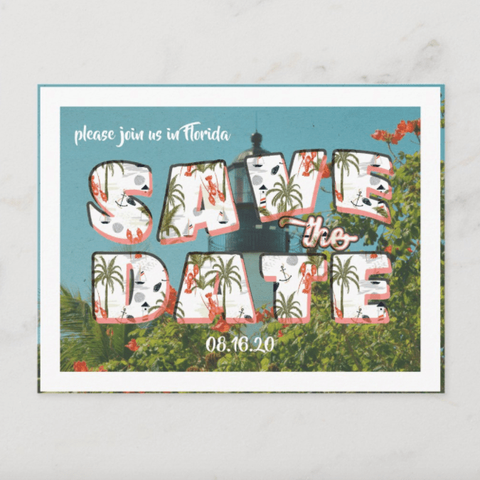 IYHTV设计的复古明信片保存日期