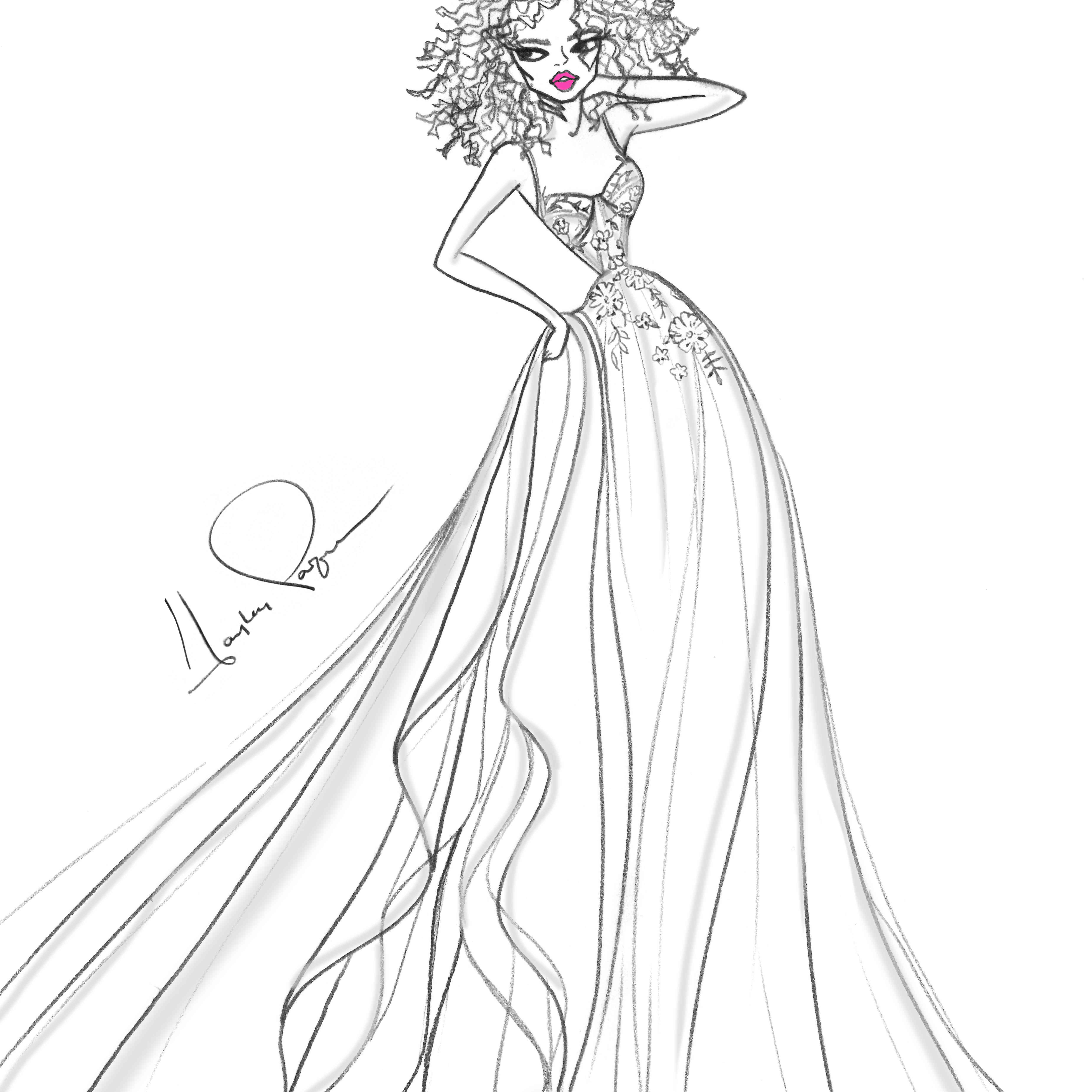 腮红由海莉·佩吉新娘时装周2020年秋季速写