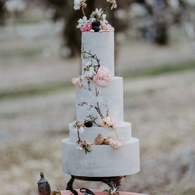 淡蓝色的樱花蛋糕