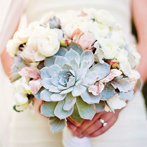 红润的新娘花束，玫瑰，紫堇，栀子花，丝绒叶，和灰磨坊花