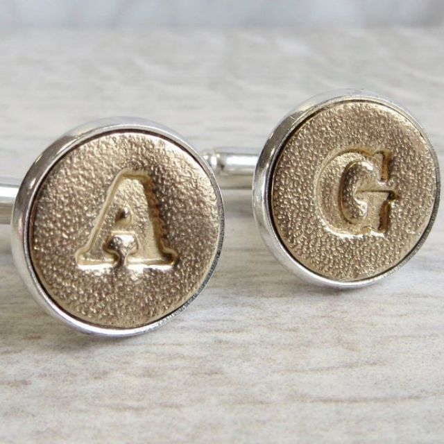 个性化青铜和铜初始袖扣