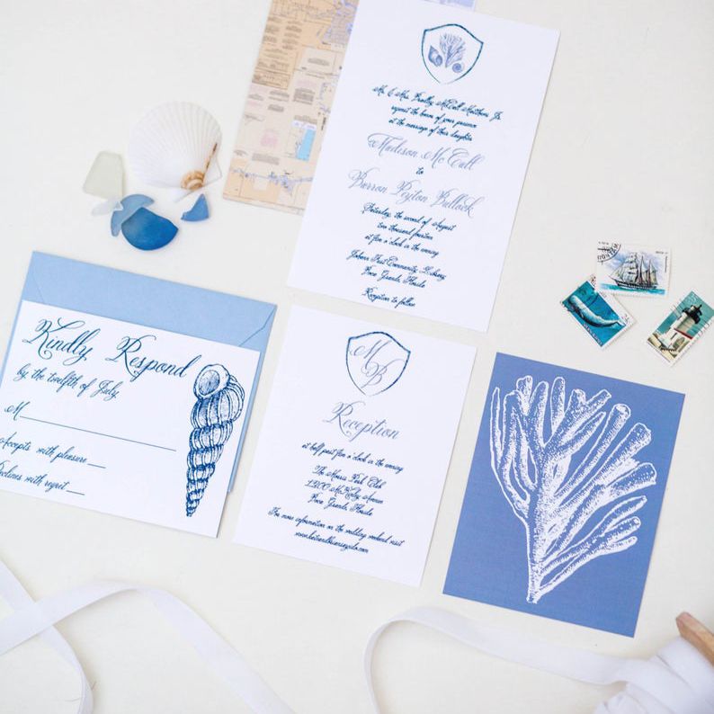 海蓝色婚礼请柬套房